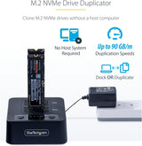 StarTech.com 1:1 M.2 NVMe Drive Duplicator, 90GBpm Standalone M.2 SSD Cloner/Copier