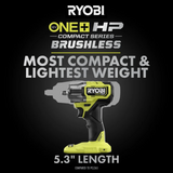 Ryobi PSBIW02 18V ONE+ HP Compact Brushless 4-Mode 3/8" Impact Wrench -Body Only